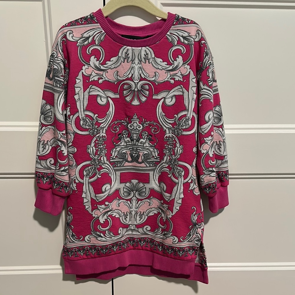 Versace Pink and Gray Patterned Sweater Dress for girls
